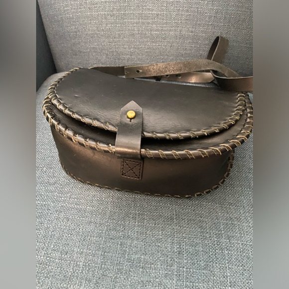 Madewell Black Leather Transport Saddle Crossbody Bag Shoulder Purse - Picture 3 of 16